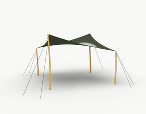 Cocktail Stretchtent 4 x 4 meter Robinia - Complete Set - Dark Olive