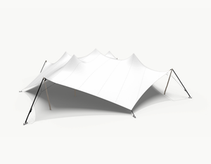 Octo stretch tent 18 m - White (render shown with Robinia poles; this set has Douglas poles)
