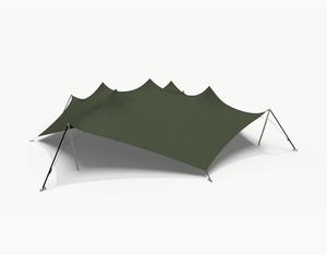 Octo stretch tent 20 m - Dark Olive (render shown with Robinia poles; this set has Douglas poles)