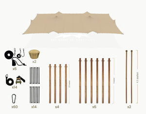 Stretchtent 15 × 10.5 meter Douglas – Complete Set