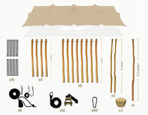 Stretchtent 19.5 × 10.5 meter Robinia – Complete Set