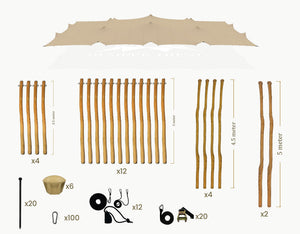 Stretchtent 21 × 15 meter Robinia – Complete Set
