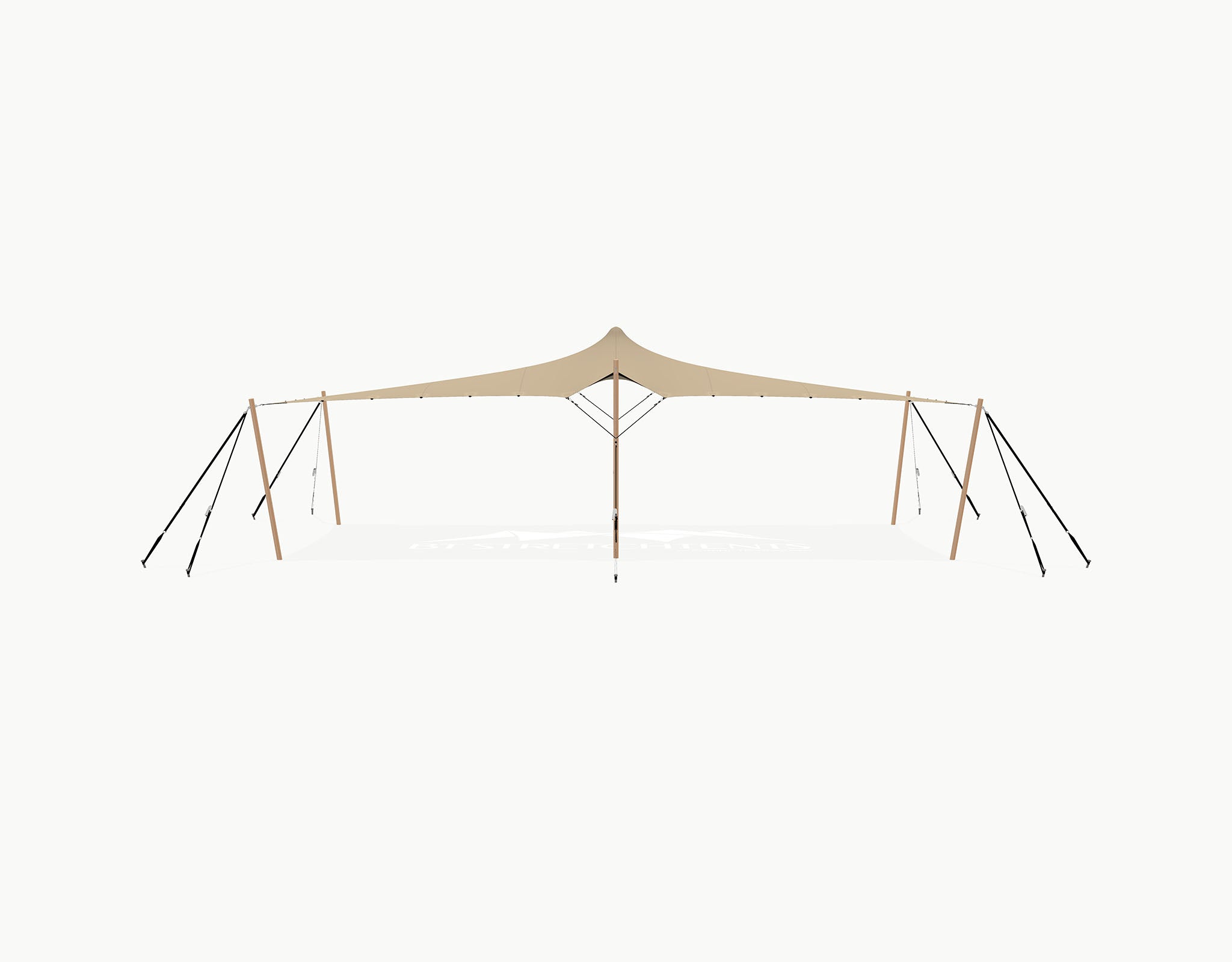 Stretchtent 10.5 × 5 meter "Douglas" Chino – Complete Set