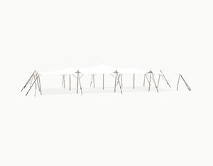 Stretchtent 19.5 × 10.5 meter Robinia – Complete Set - White