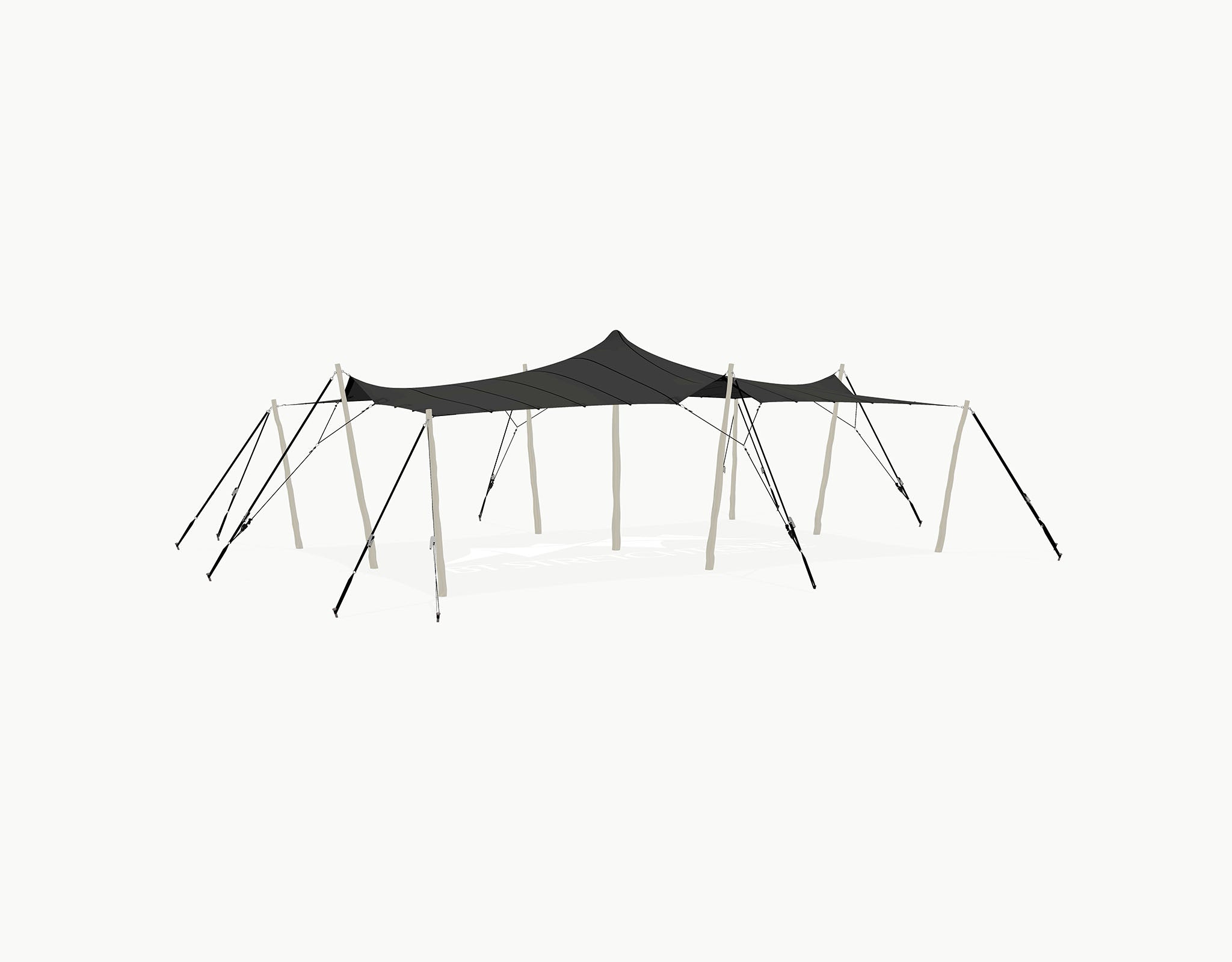 Stretchtent 9 × 6 meter "Robinia" Black – Complete Set