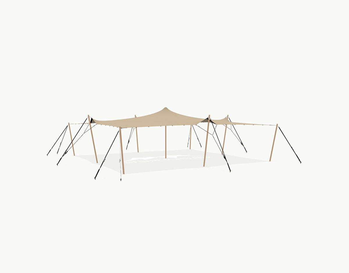 Stretchtent 10.5 × 10 meter Douglas – Complete Set - Chino