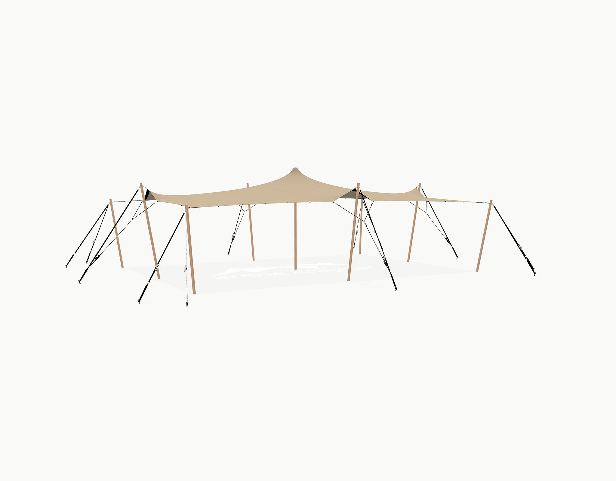 Stretchtent 10.5 × 7.5 meter "Douglas" Chino – Complete Set