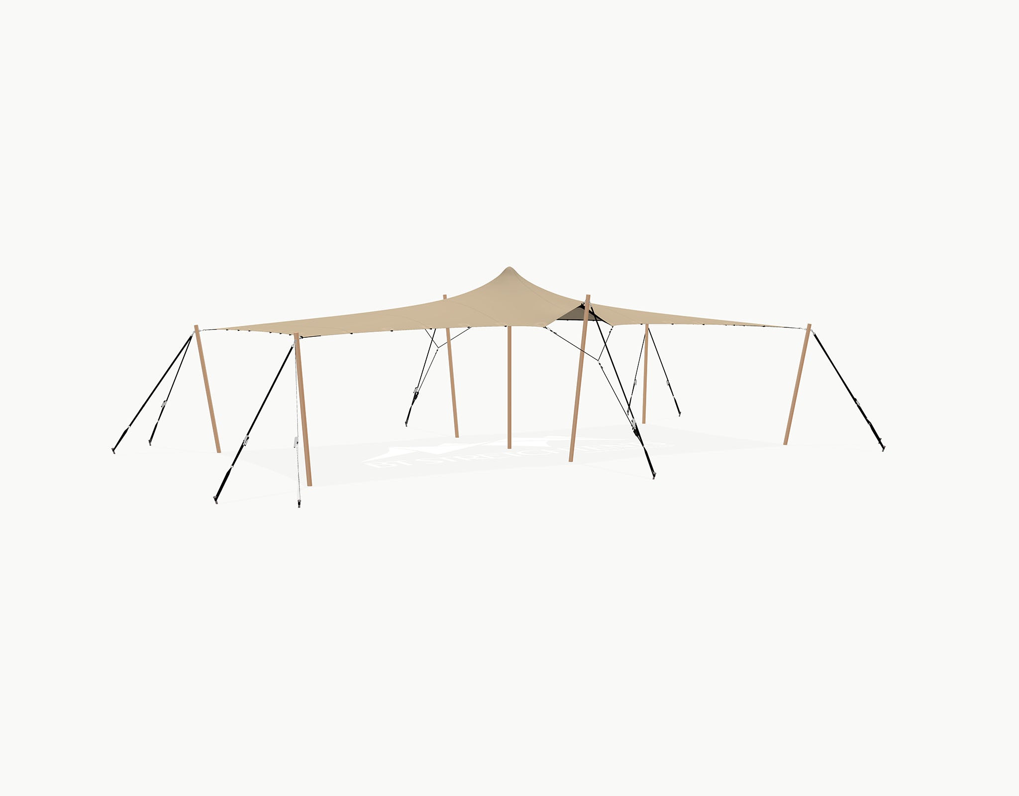 Stretchtent 10.5 × 5 meter "Douglas" Chino – Complete Set