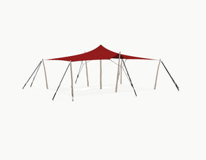 Stretchtent 7.5 × 5 meter Robinia – Complete Set - Red