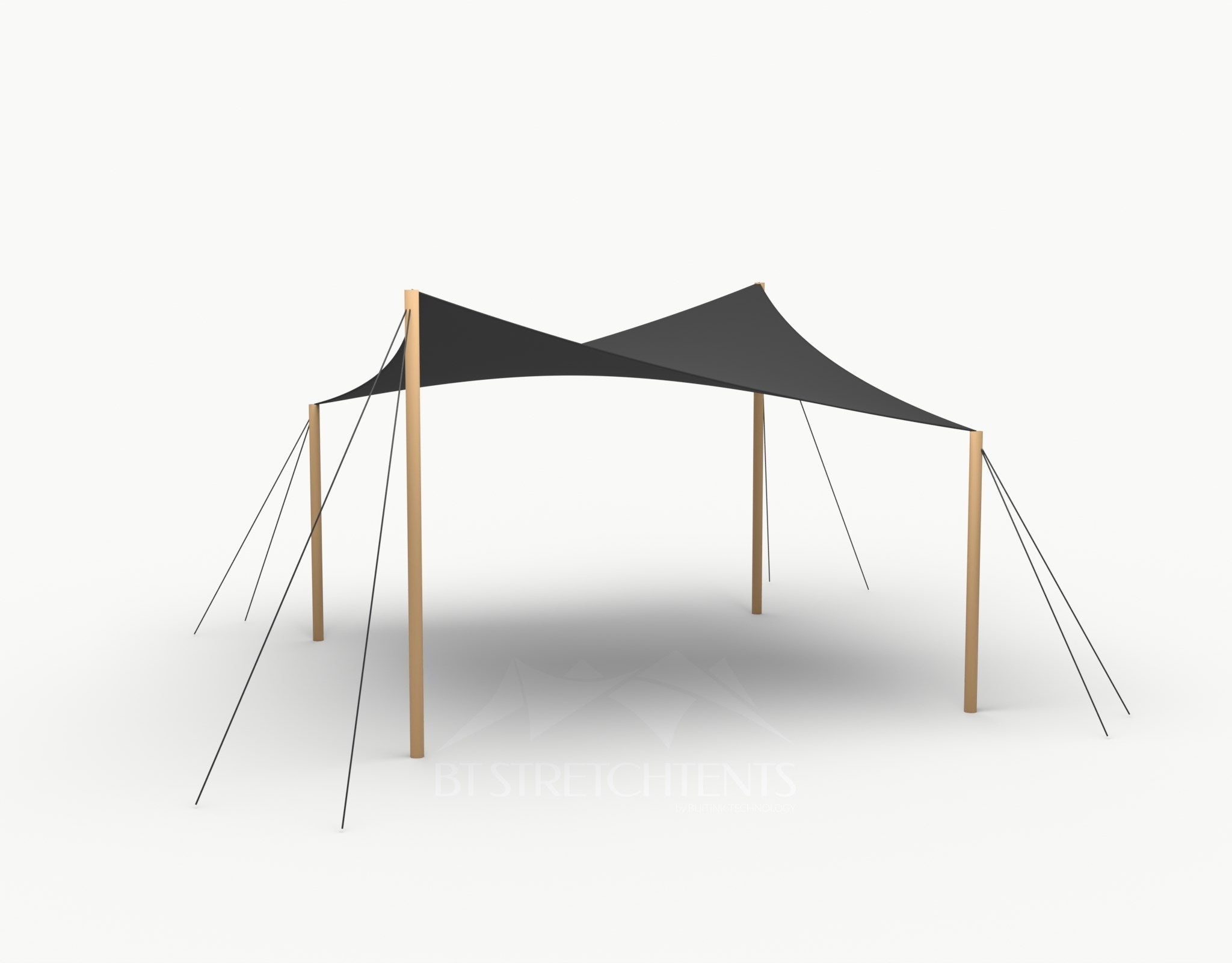 Cocktail Stretchtent 4 x 4 meter Douglas - Complete Set - Black