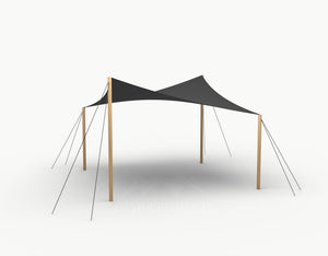 Cocktail Stretchtent 4 x 4 meter Douglas - Complete Set - Black