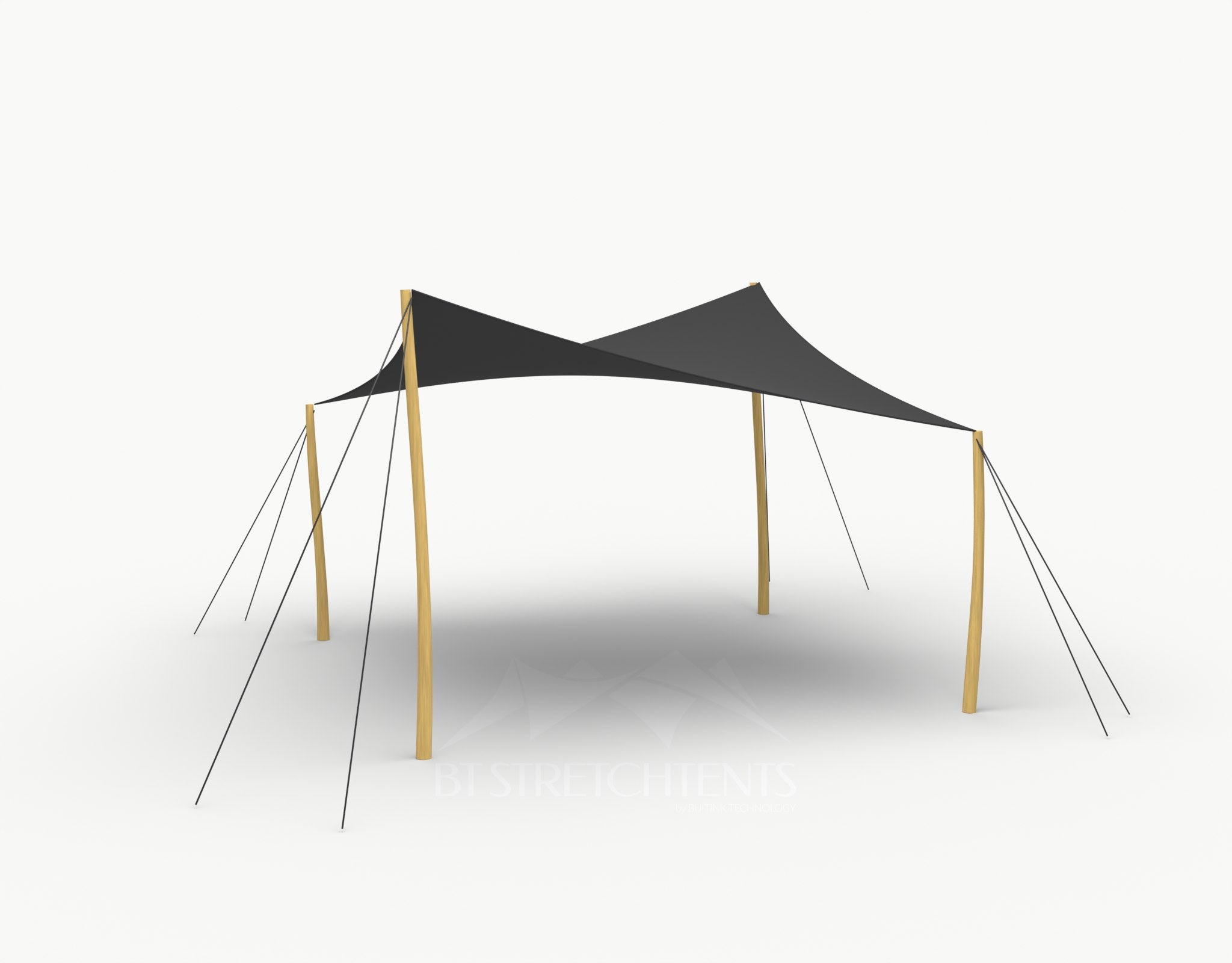 Cocktail Stretchtent 4 x 4 meter Robinia - Complete Set - Black