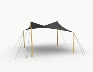 Cocktail Stretchtent 4 x 4 meter Robinia - Complete Set - Black