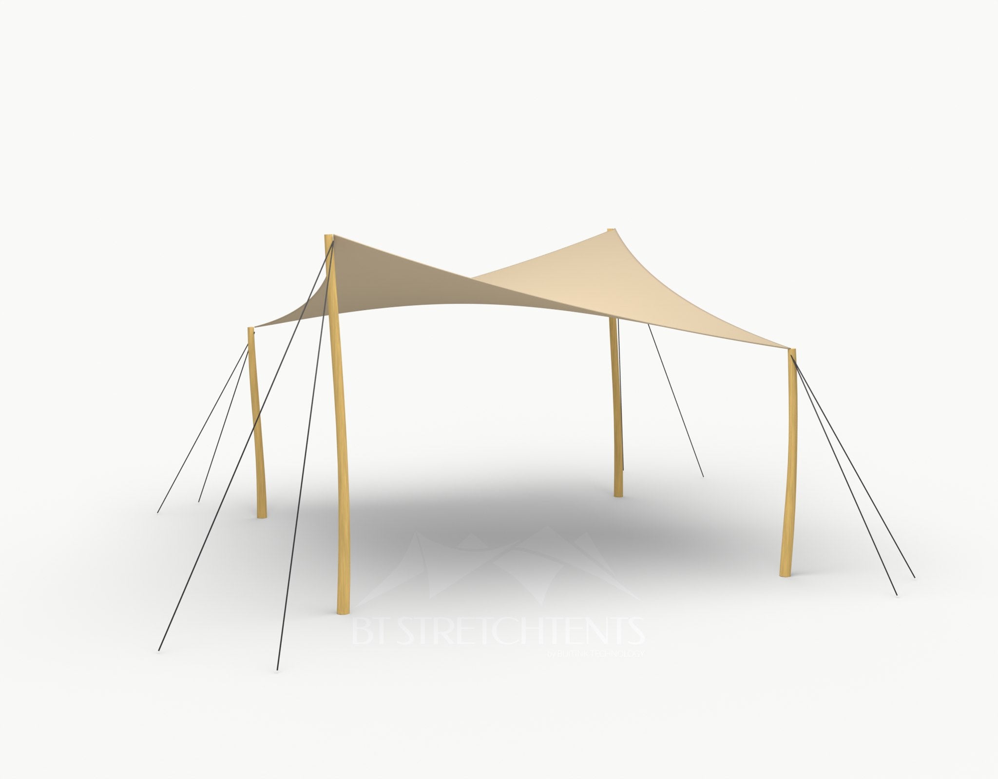Cocktail Stretchtent 4 x 4 meter Robinia - Complete Set - Chino
