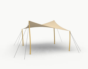 Cocktail Stretchtent 4 x 4 meter Robinia - Complete Set - Chino
