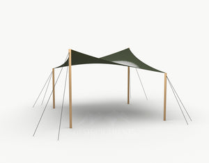 Cocktail Stretchtent 4 x 4 meter Douglas - Complete Set - Dark Olive