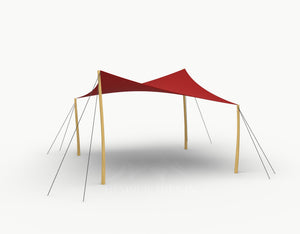 Cocktail Stretchtent 4 x 4 meter Robinia - Complete Set - Red