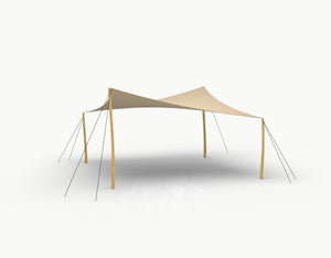 Cocktail Stretchtent 5 x 5 meter Robinia - Complete Set - Chino