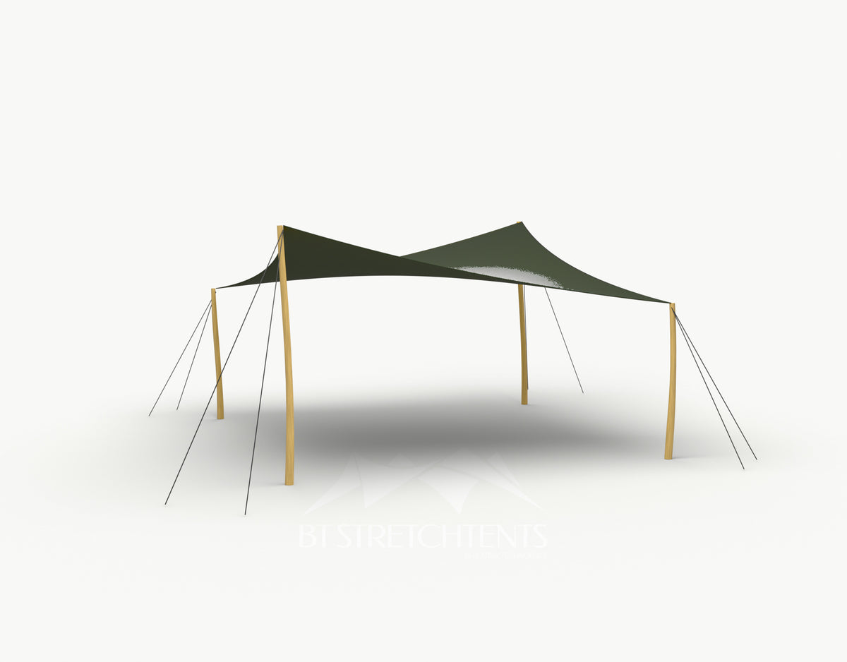 Cocktail Stretchtent 5 x 5 meter Robinia - Complete Set - Dark Olive