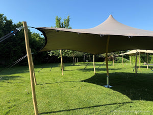 Octo Stretchtent 8 meter - photo of the 8 m tent with Robinia poles