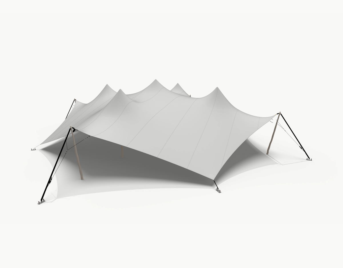 Octo stretch tent 18 m - Grey (render shown with Robinia poles; this set has Douglas poles)