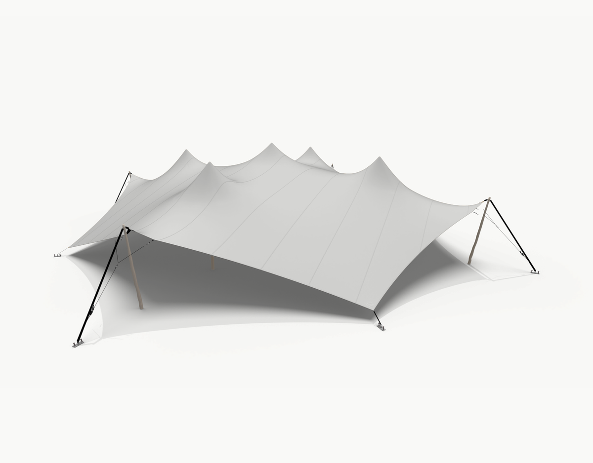 Octo stretch tent 20 m - Grey (render shown with Robinia poles; this set has Douglas poles)