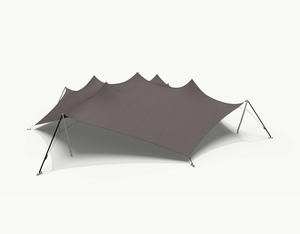 Octo stretch tent 20 m - Taupe (render shown with Robinia poles; this set has Douglas poles)