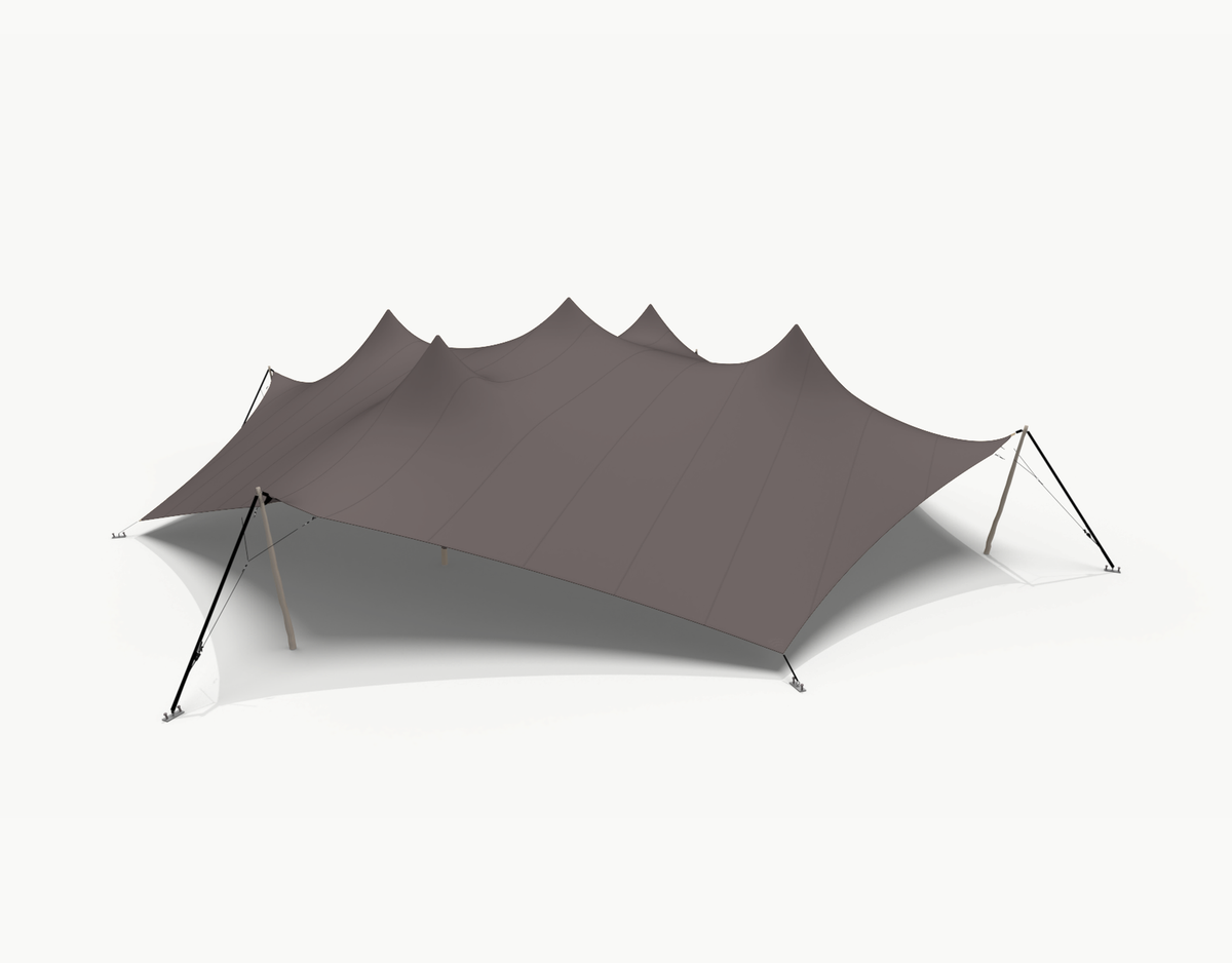 Octo stretch tent 22 m - Taupe (render shown with Robinia poles; this set has Douglas poles)