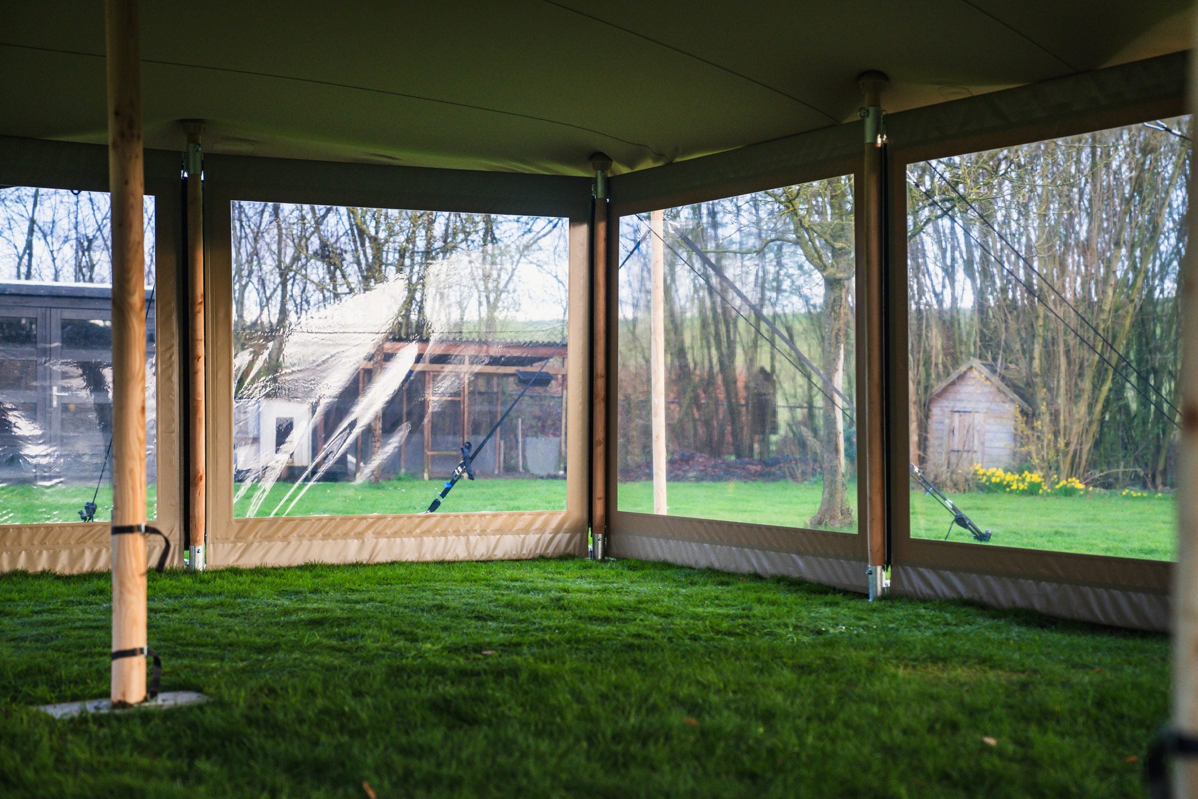 Panoramic window seen from inside the tent
