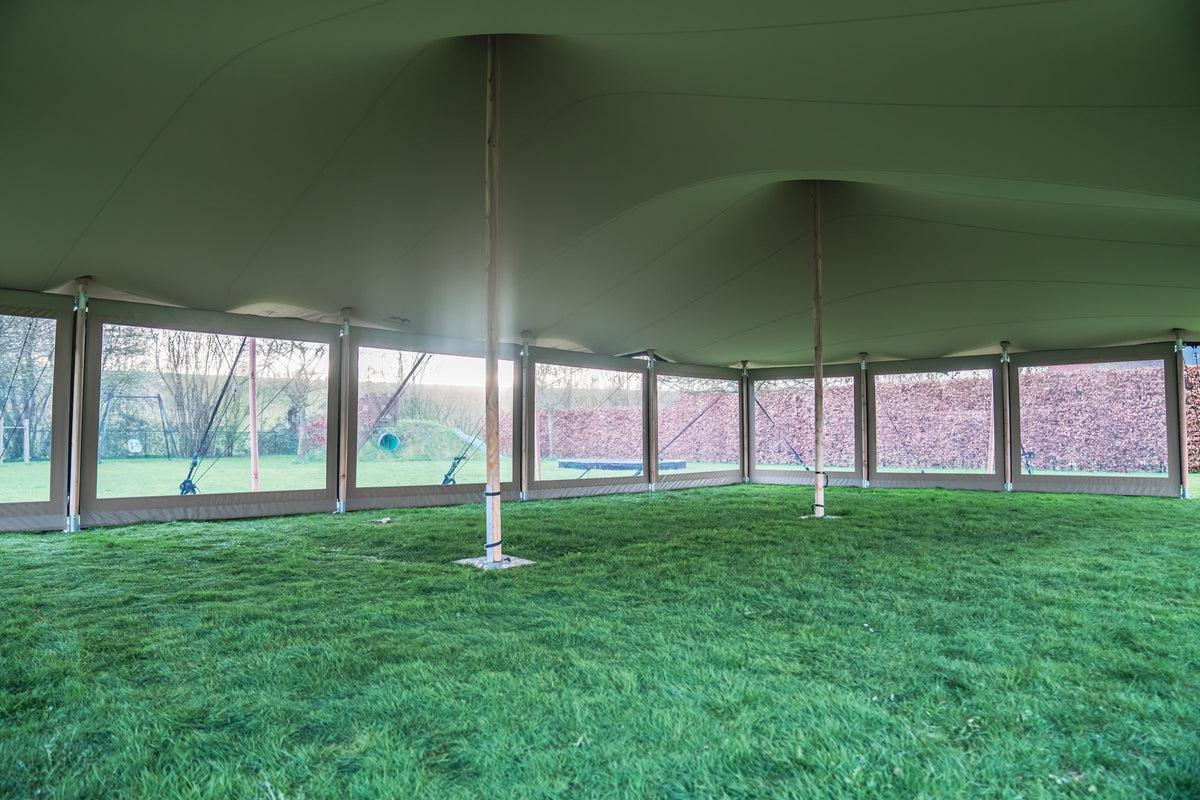 Sidewalls along the full length of the tent