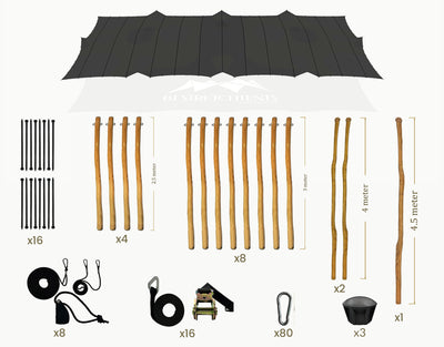 Stretchtent 19.5 × 10.5 meter "Robinia" Black – Complete Set