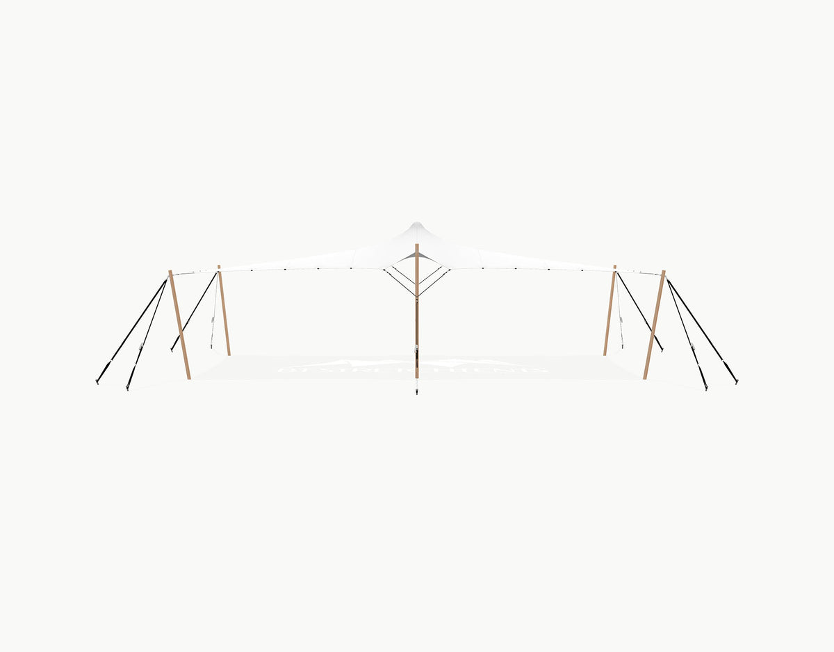 Stretchtent 10.5 × 5 meter Douglas – Complete Set - White Opaque