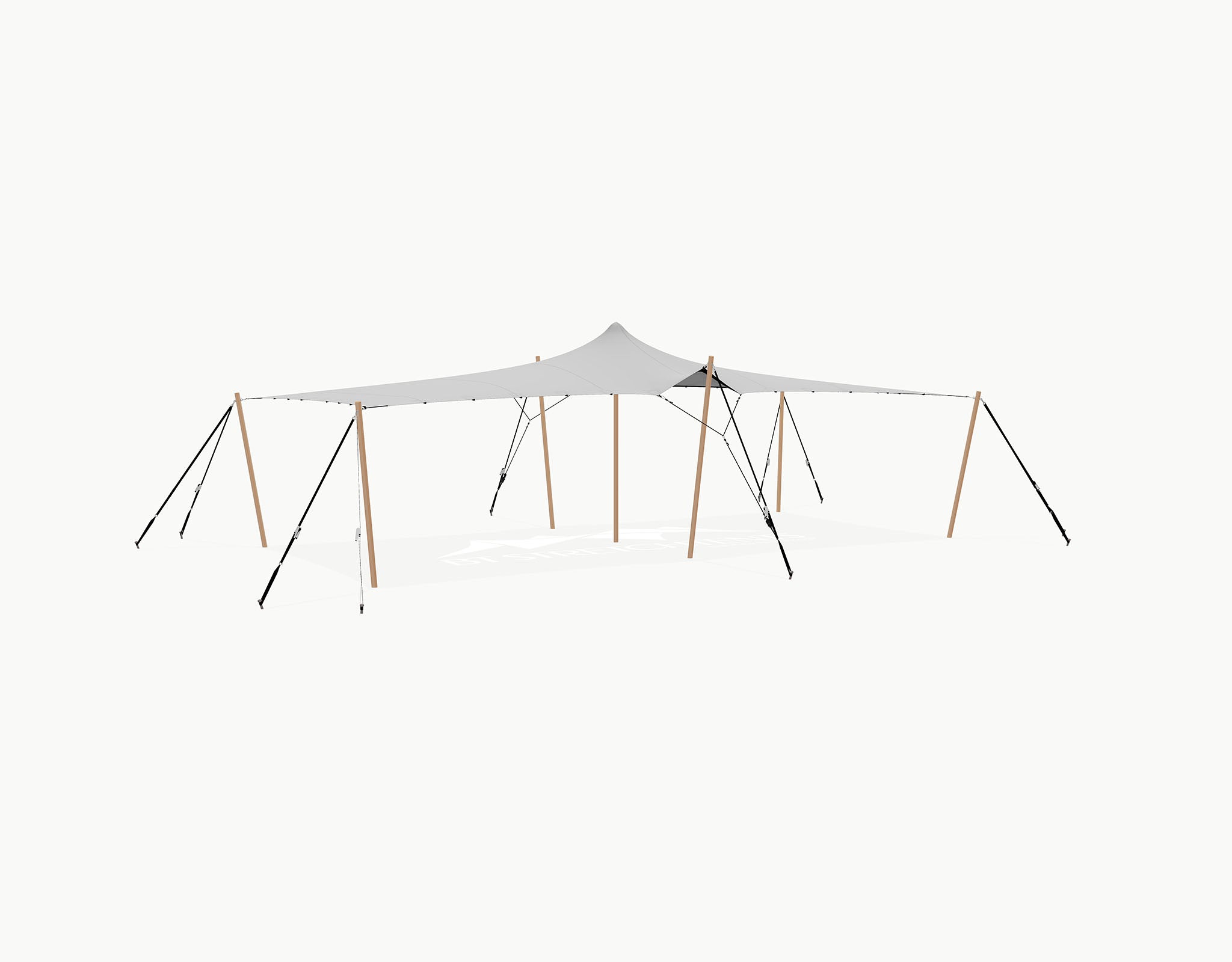 Stretchtent 10.5 × 5 meter "Douglas" Grey – Complete Set