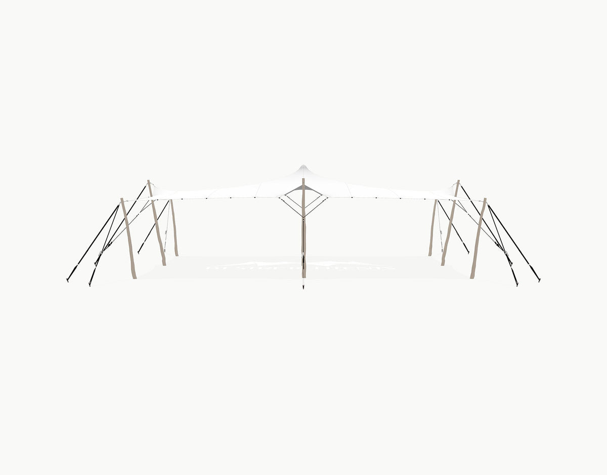 Stretchtent 10.5 × 7.5 meter Robinia – Complete Set - White Opaque
