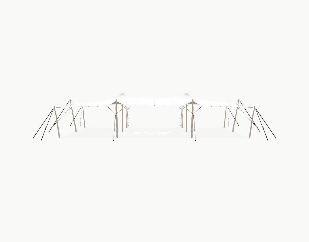 Stretchtent 15 × 10.5 meter Robinia – Complete Set - White Opaque