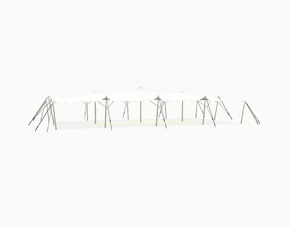 Stretchtent 19.5 × 10.5 meter Robinia – Complete Set - White Opaque