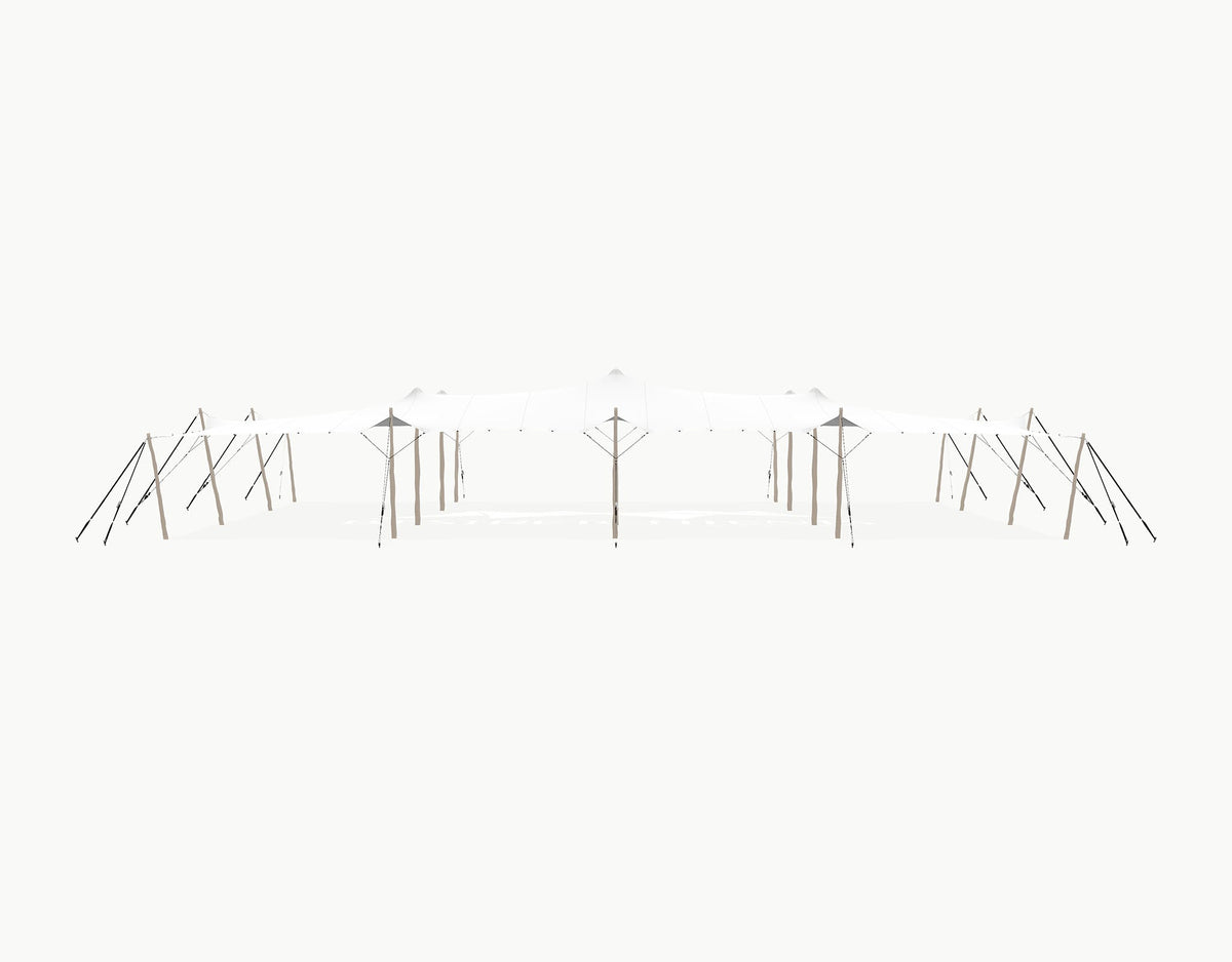Stretchtent 21 × 15 meter Robinia – Complete Set - White Opaque