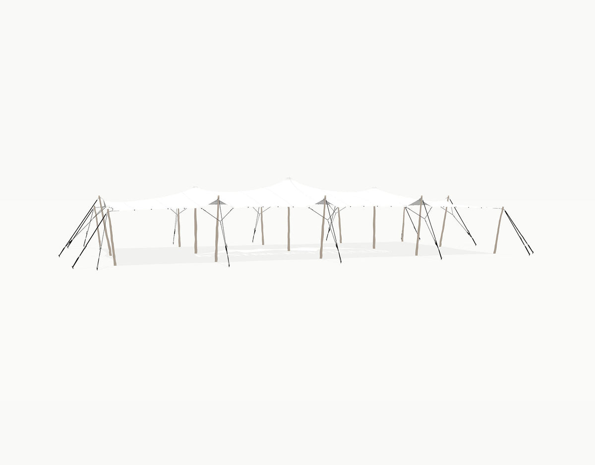 Stretchtent 19.5 × 10.5 meter Robinia – Complete Set - White