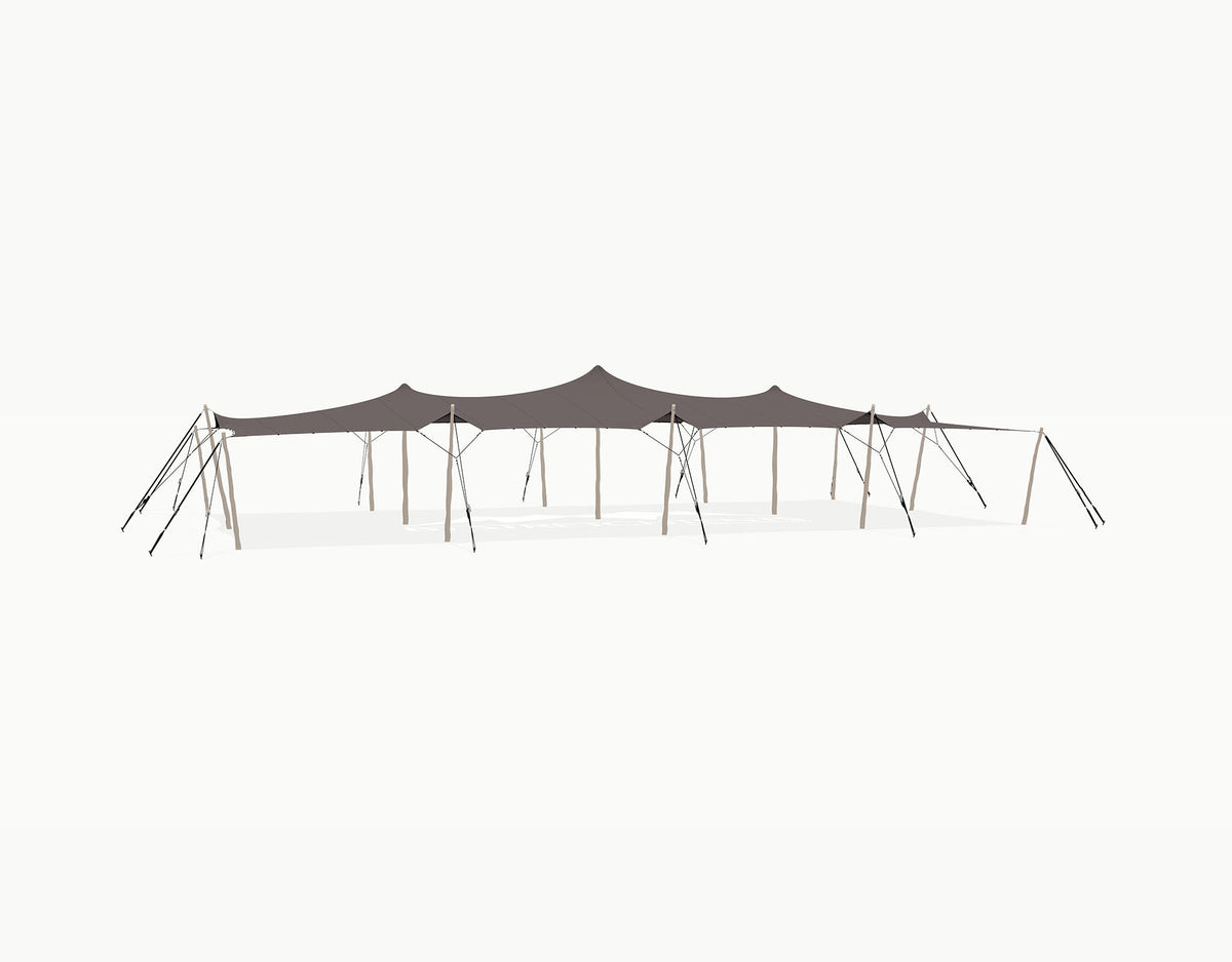 Stretchtent 19.5 × 10.5 meter Robinia – Complete Set - Taupe