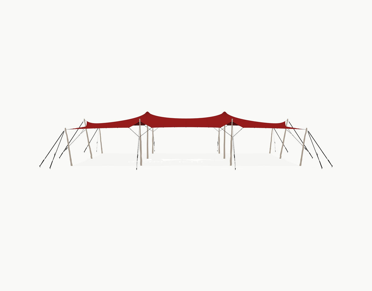 Stretchtent 15 × 10.5 meter Robinia – Complete Set - Red