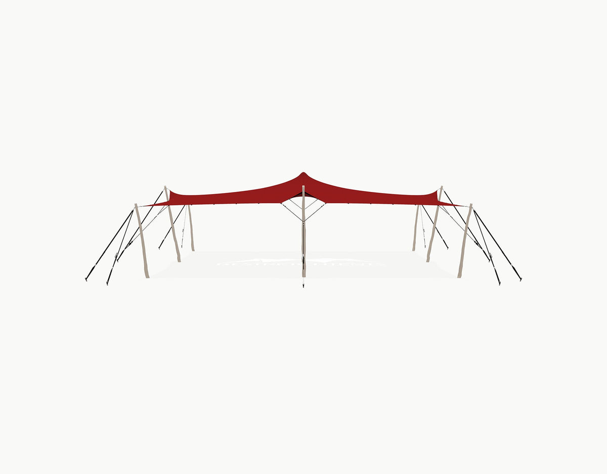 Stretchtent 10.5 × 10 meter Robinia – Complete Set - Red