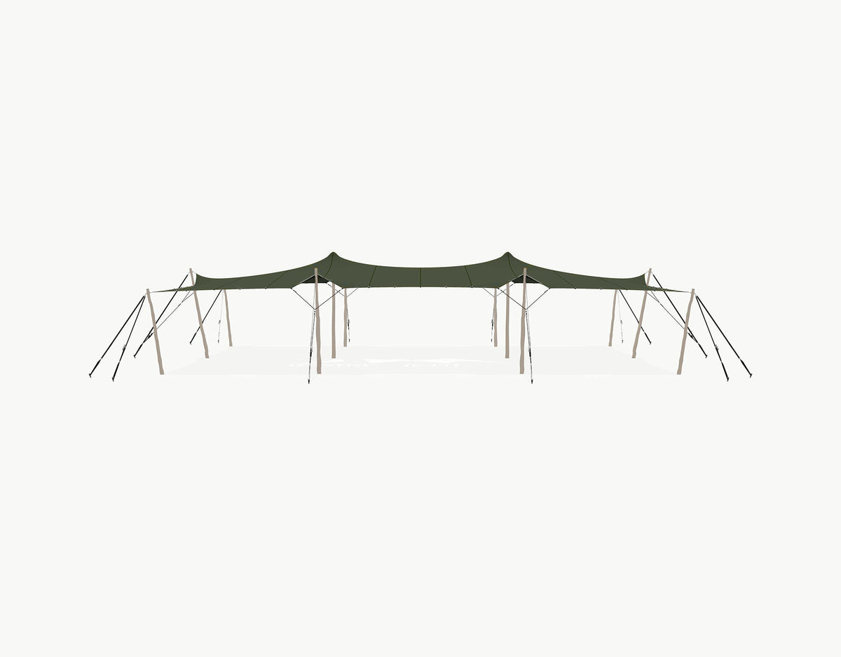 Stretchtent 15 × 10.5 meter Robinia – Complete Set - Dark Olive