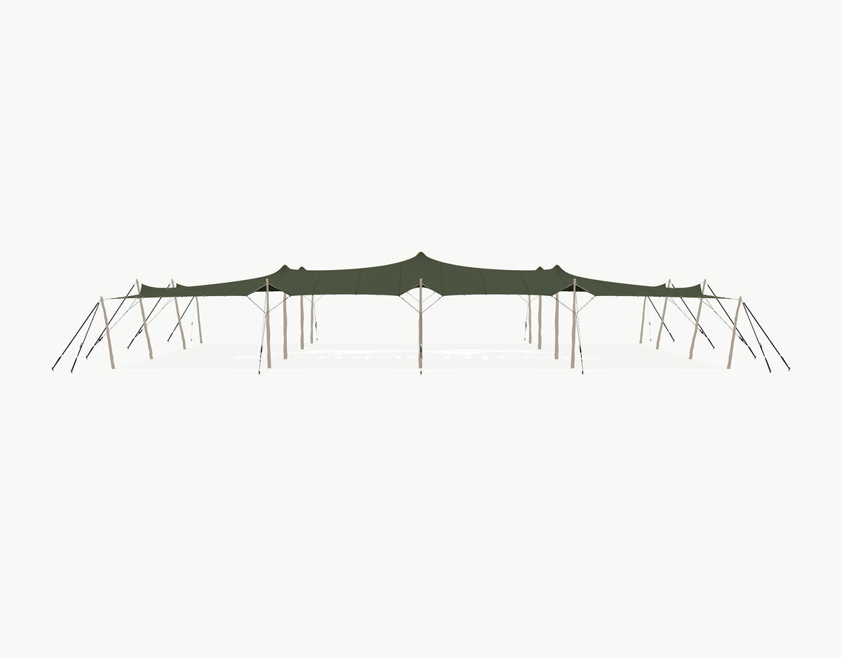 Stretchtent 21 × 15 meter Robinia – Complete Set - Dark Olive
