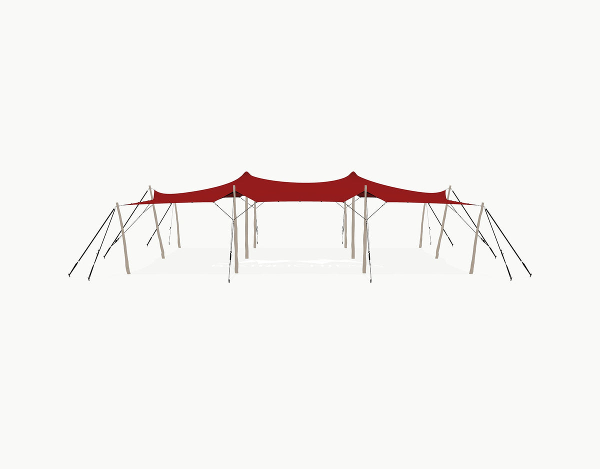 Stretchtent 12 × 10.5 meter Robinia – Complete Set - Red