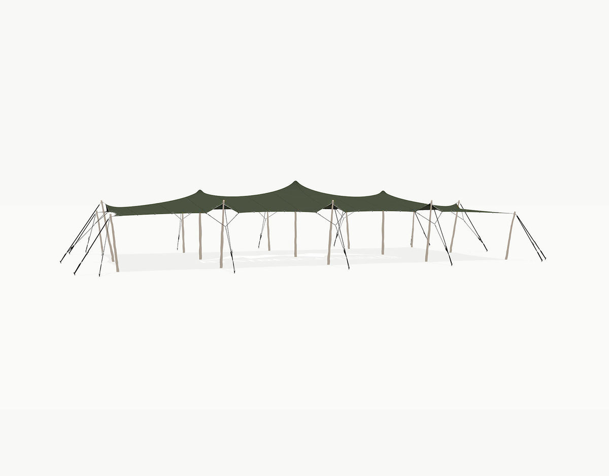 Stretchtent 19.5 × 10.5 meter Robinia – Complete Set - Dark Olive