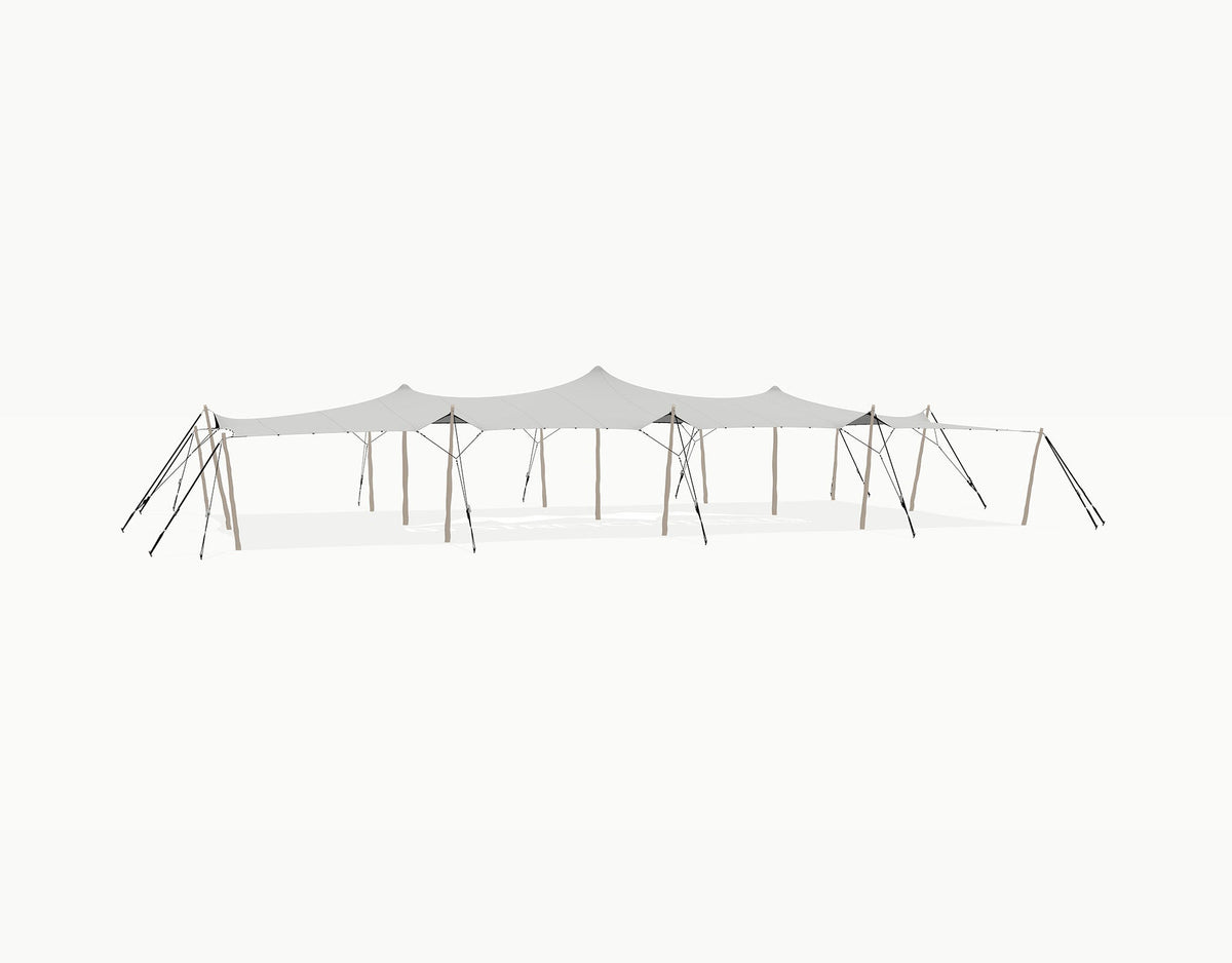 Stretchtent 19.5 × 10.5 meter Robinia – Complete Set - Grey