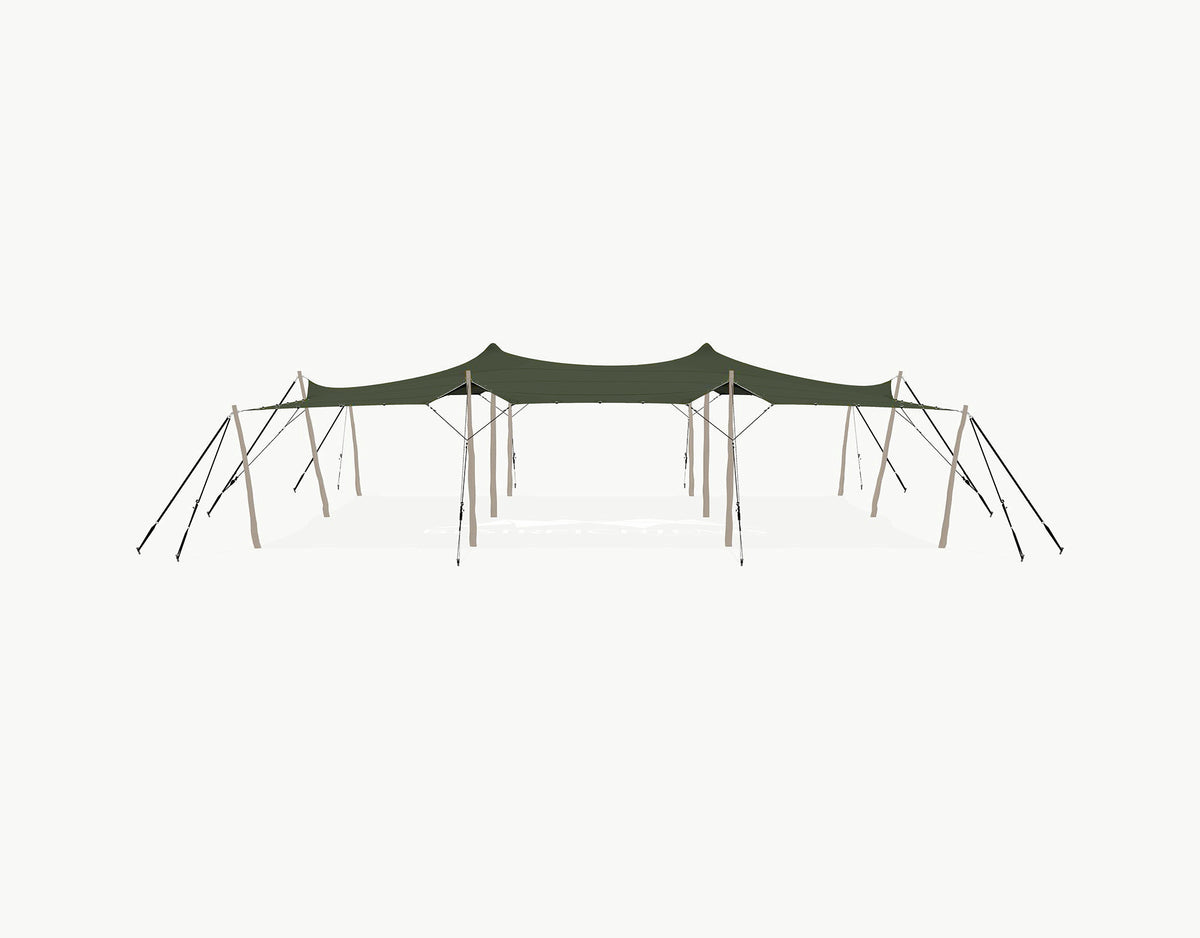 Stretchtent 12 × 10.5 meter Robinia – Complete Set - Dark Olive