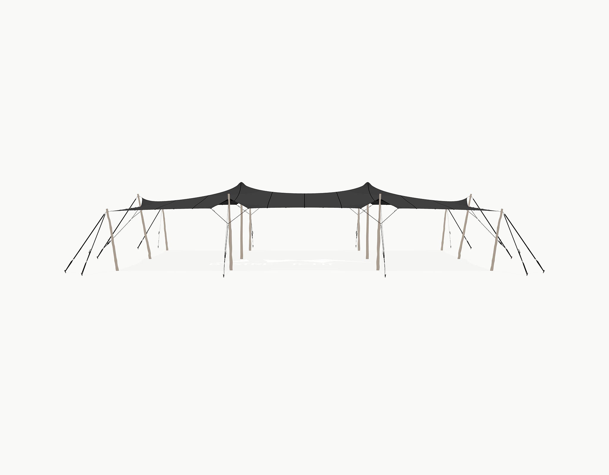 Stretchtent 15 × 10.5 meter Robinia – Complete Set - Black