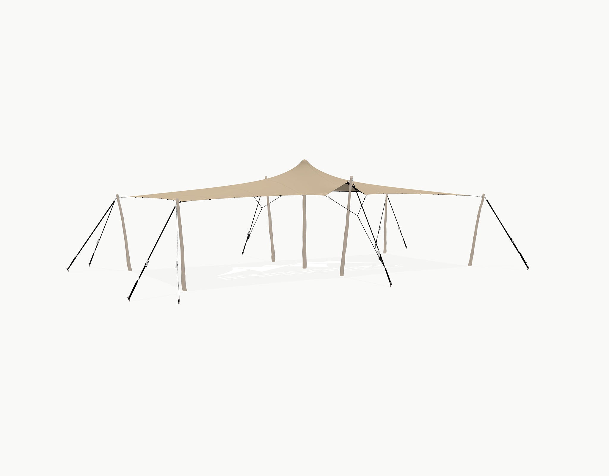 Stretchtent 10.5 × 5 meter "Robinia" Chino – Complete Set