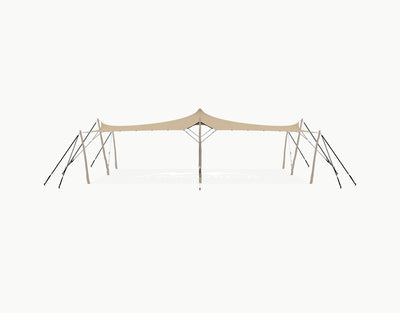 Stretchtent 10.5 × 7.5 meter "Robinia" Chino – Complete Set